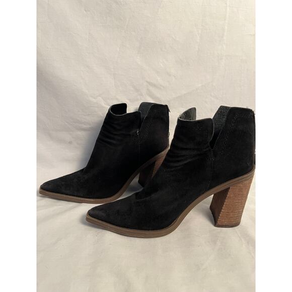 Vince Camuto Black Suede Ankle Boots Block Heel Women’s Size 7 - Picture 2 of 8